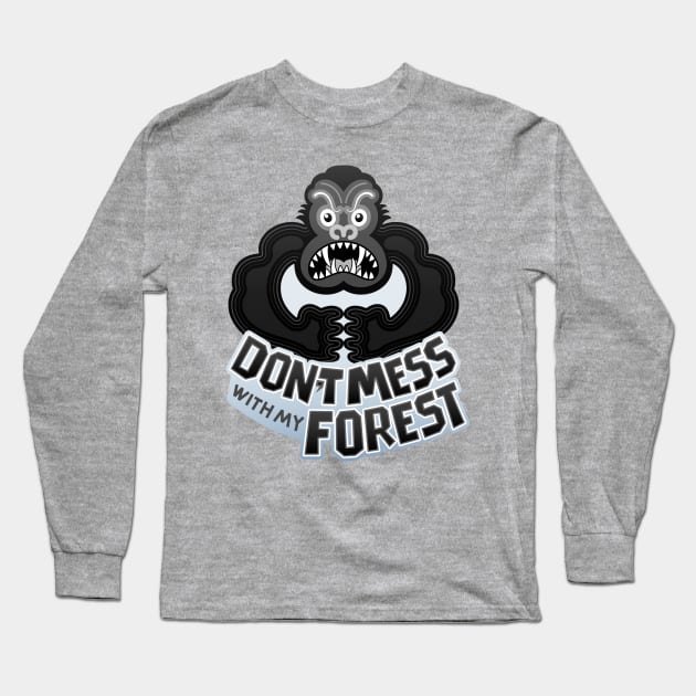 Furious black gorilla warning about not messing with his forest Long Sleeve T-Shirt by zooco